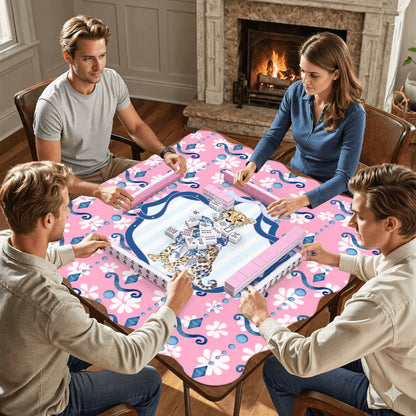 Charleston Cheetah Dainty Pink Scalloped Mahjong - Splash of Color Co.