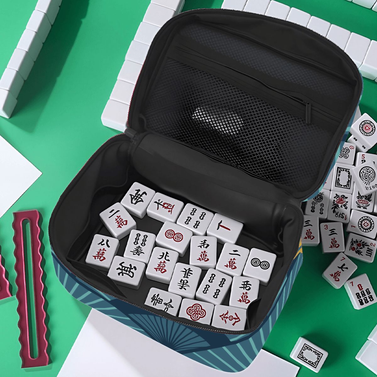 Art Deco Portable Mahjong Tile Bag - Splash of Color Co.