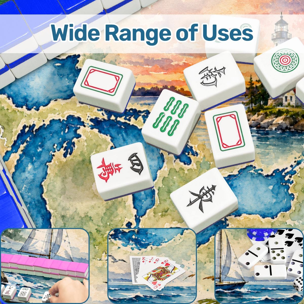 The Great Lakes Watercolor Custom Mahjong Mat - Splash Of Mahj And Color Co.