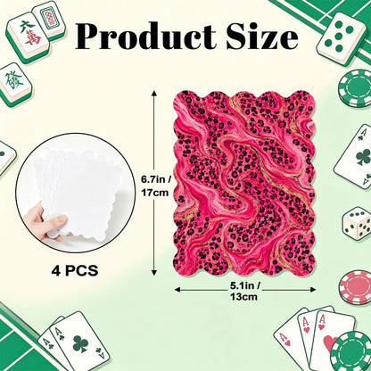 Leopard Luxe Glitz And Glam Pink Scalloped Mahjong Shuffler Cards Set of 4 - Splash Of Mahj And Color Co.