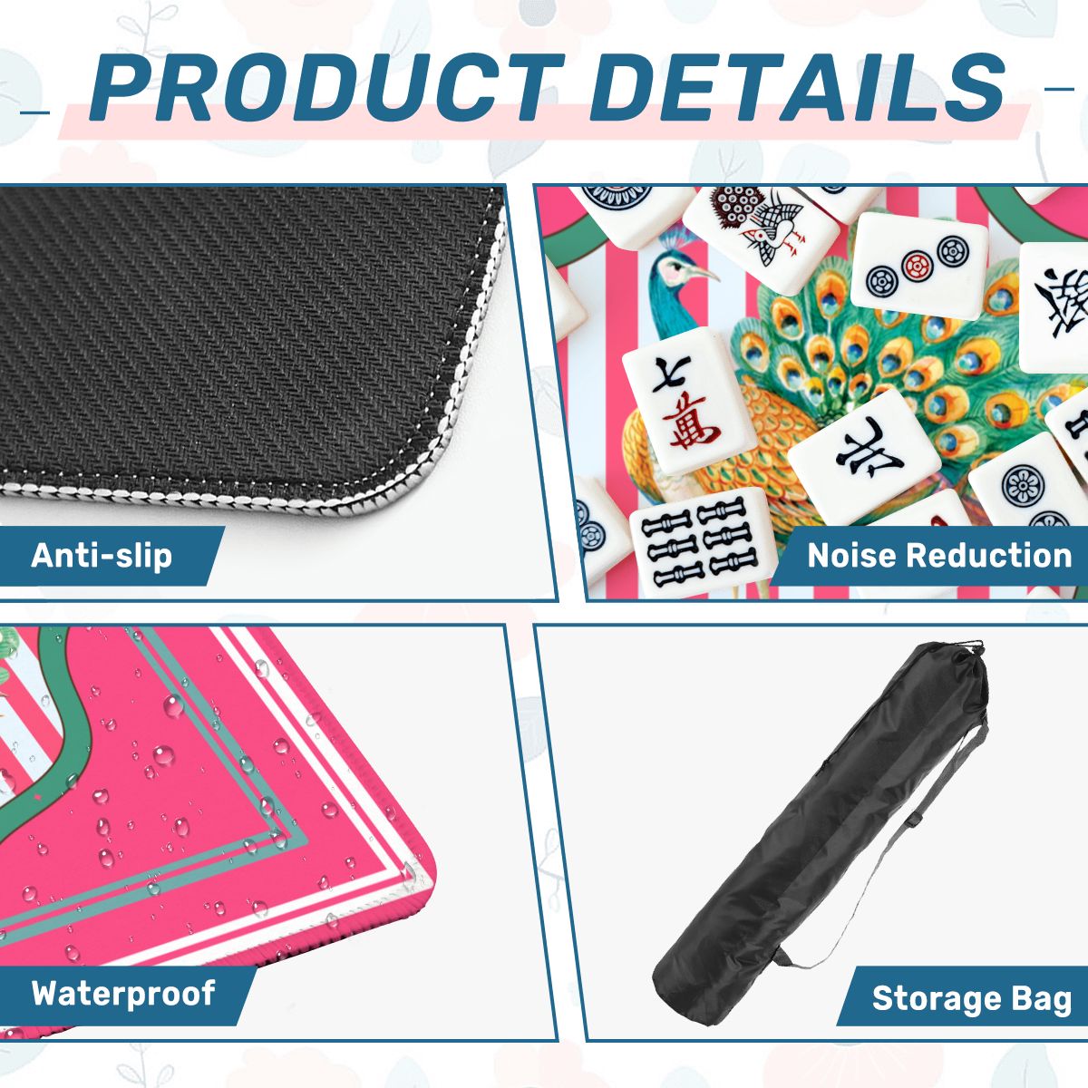 Pretty As A Peacock Hot Pink Mahjong Mat - Splash of Color Co.