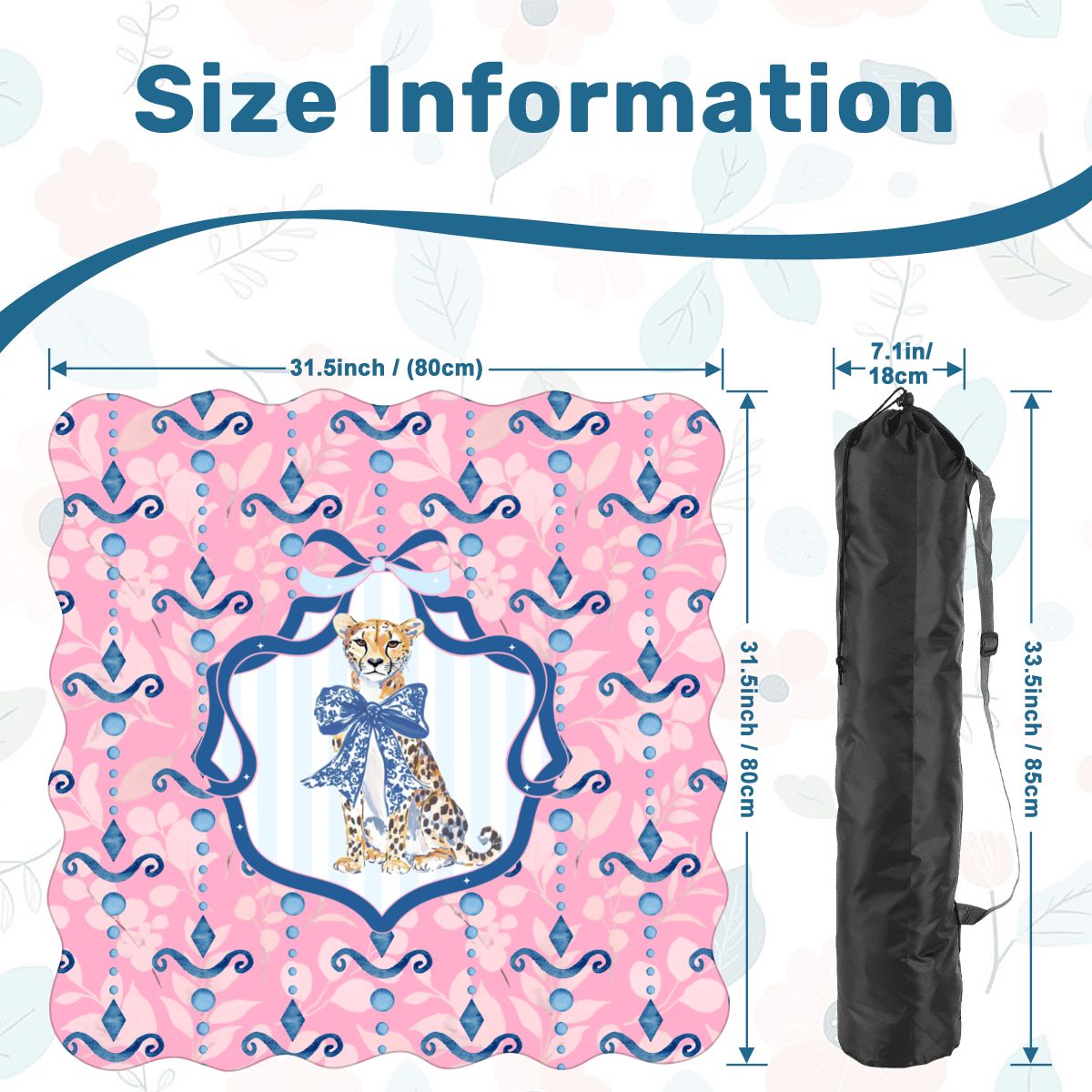 Charleston Cheetah Pretty Pink, Blue Scalloped Mahjong Mat - Splash of Color Co.