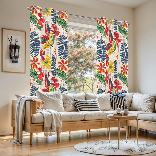Floral Heritage Yellow - Blue - Green - Orange - Red Tropical Blackout Curtains - Splash of Color Co.