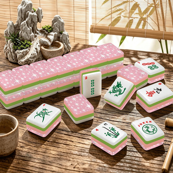 Pink Modtastic Starburst Traditiional 4Layer American Mahjong Tiles Set And Carry Case - Splash Of Mahj And Color Co.
