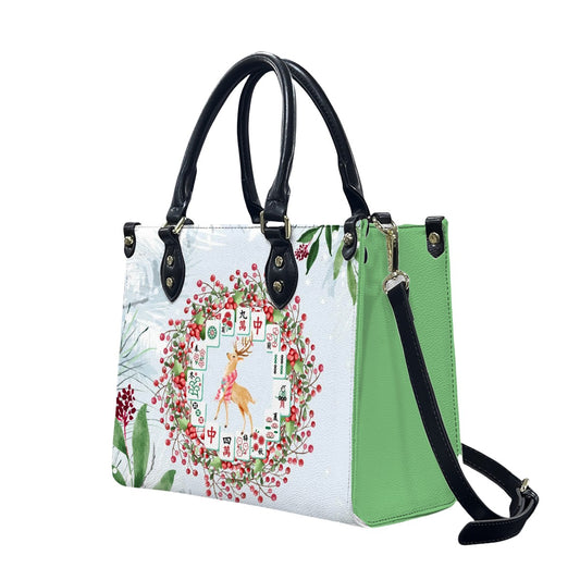 Mahjong Christmas Tile Wreath Cute Festive Whimsical Mahj Holiday Shoulder Handbag