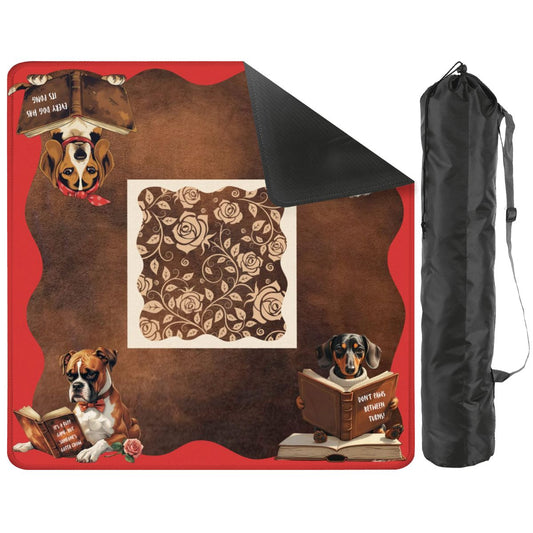 Mahjong Mat, Dogs And Mahjong Funny Preppy Book Dogs, Faux Leather Background Mahj Mat