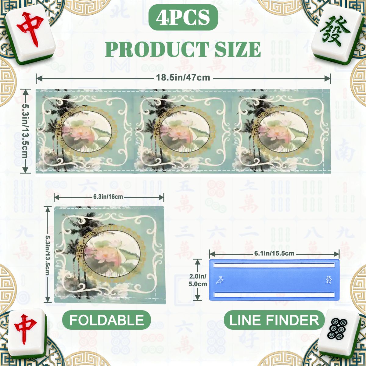 Sage Island Imperial Palm Heritage Collection 4 Mahjong Card Holder with Line Finder - Splash of Color Co.