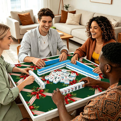 Evergreen & Bows Vintage Christmas Mahjong Mat Sleek Surface