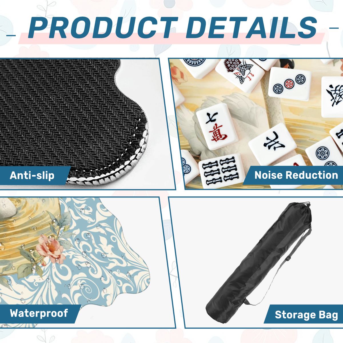 On Golden Pond Swan Floral Scalloped Mahjong Mat - Splash of Color Co.