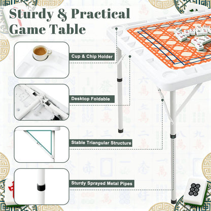 Simplistic Orange Cane Mini Mahj Mat And Foldable Mahjong Table - Splash of Color Co.