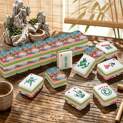 Las Vegas Viva Flamingo 4 Layer American Mahjong  Engraved Tiles And Carry Case