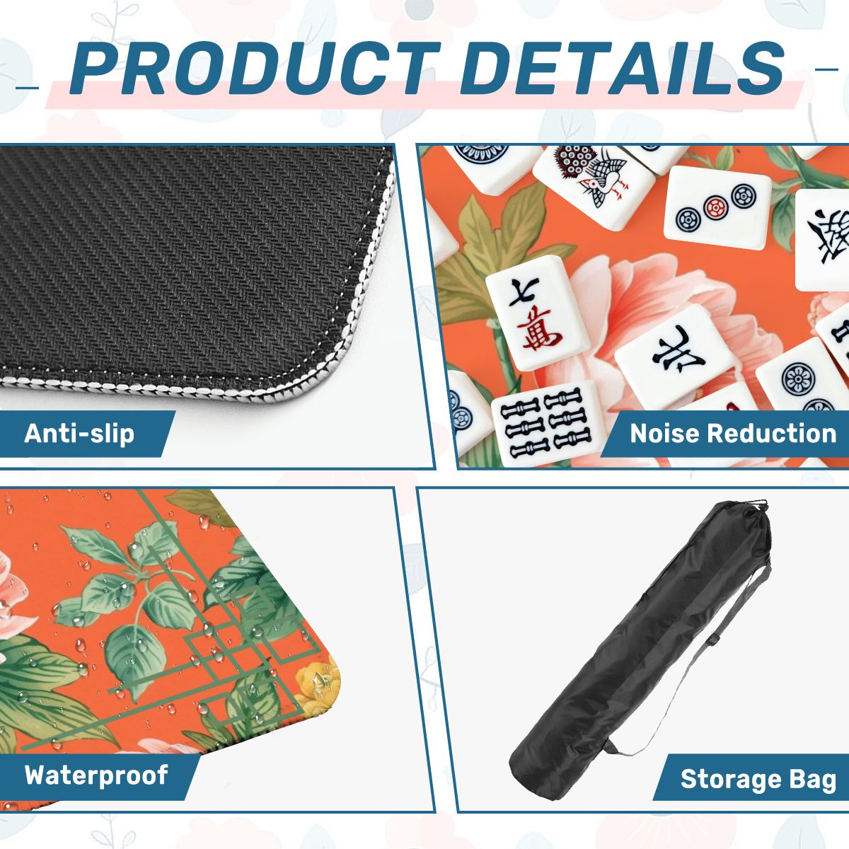 Chinoiserie Blooming Peonies Mahjong Mat - Splash of Color Co.