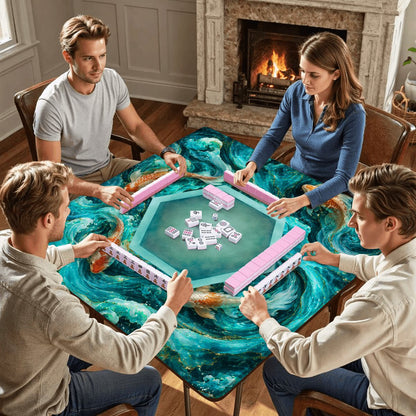 Koi Fish Tranquil Tides Mahjong Mat - Splash Of Mahj And Color Co.