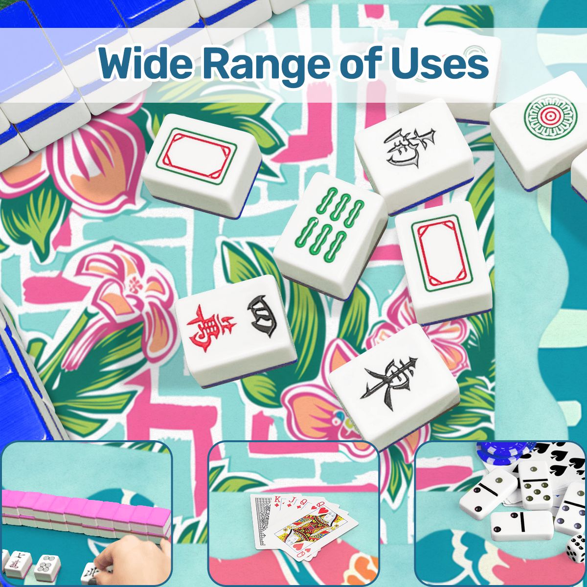 Greek Key Polynesian Hibiscus Flower Mahjong Mat