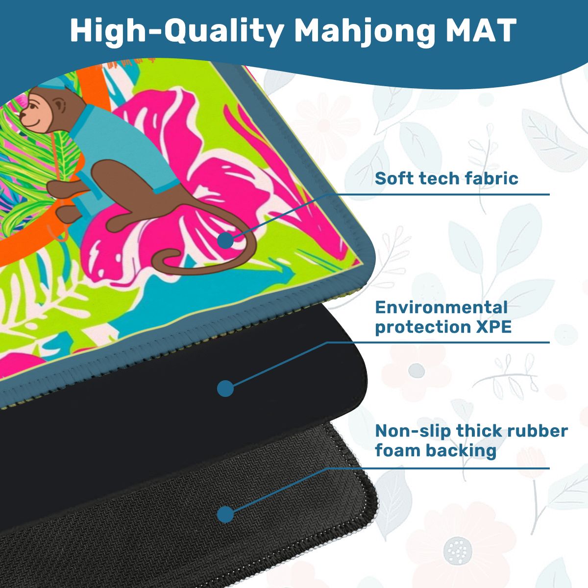 Lime In The Coconut Tropical Oasis Monkey Mahjong Mat - Splash of Color Co.