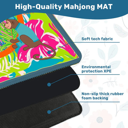 Lime In The Coconut Tropical Oasis Monkey Mahjong Mat - Splash of Color Co.