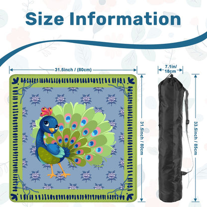 Cutie Patootie Peacock Whimsical Lime Green Royal Blue Mahjong Mat