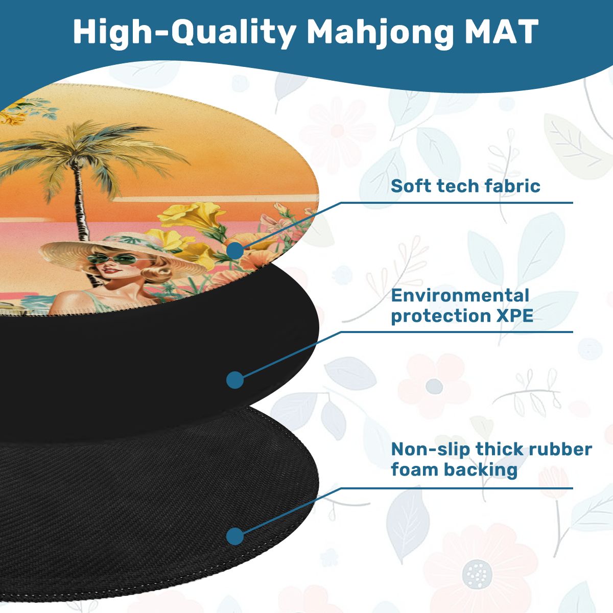 Summer Nostalgic Beach House Round Mahjong Mat