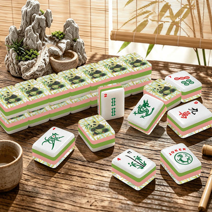 Bamboo Asian Panda Bear 4 Layer American Mahjong Tiles Set And Carry Case - Splash Of Mahj And Color Co.