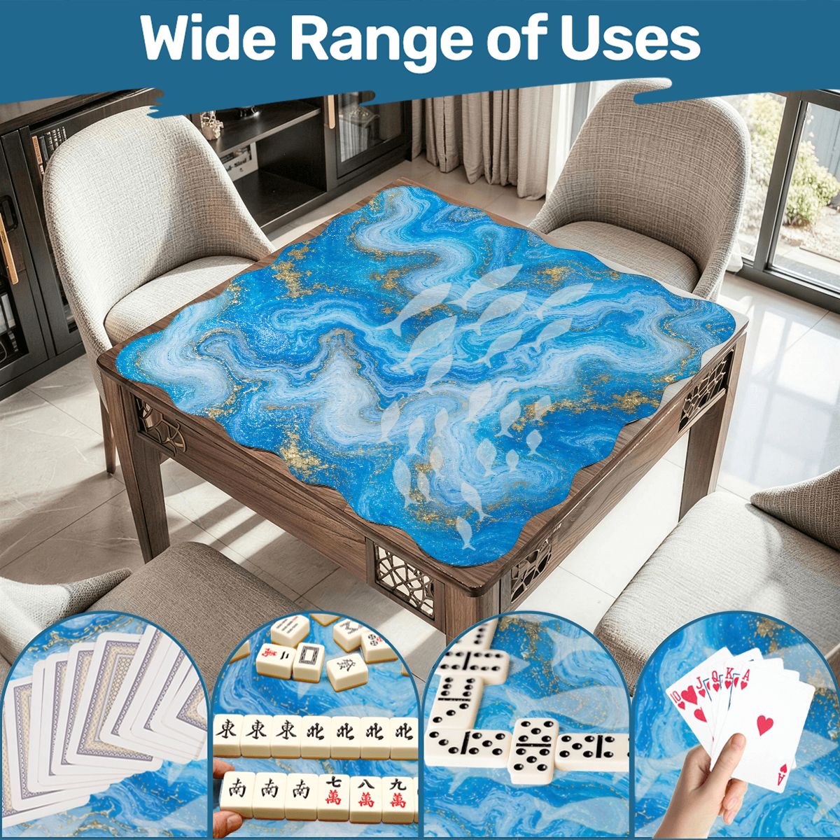 Aruba Oceanic Scalloped Mahjong Mat - Splash Of Mahj And Color Co.