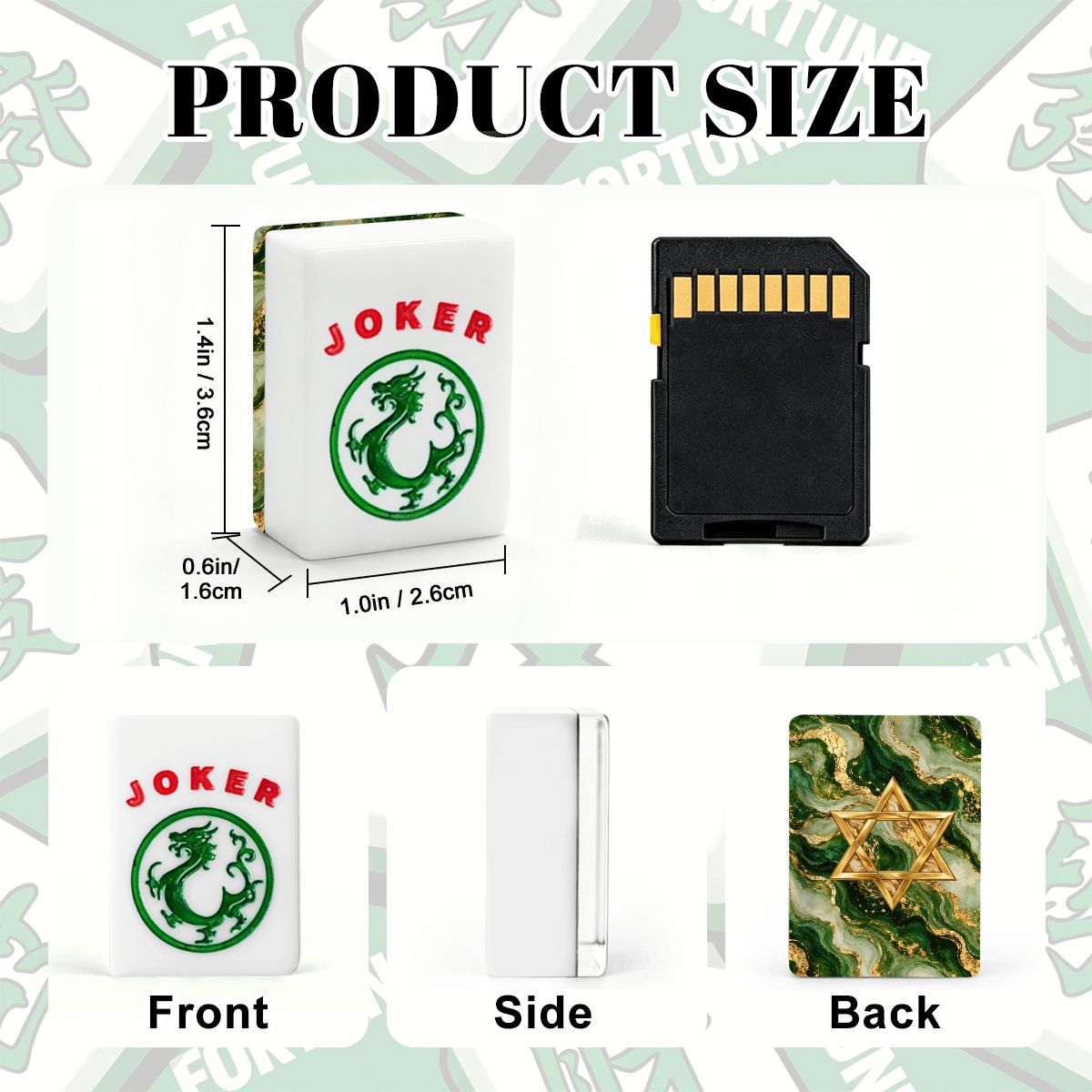 Star Of David Marbled Green Gold American Mahjong Tiles And Carry Case