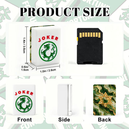 Star Of David Marbled Green Gold American Mahjong Tiles And Carry Case