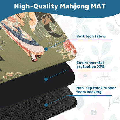 Japanese Floral Geisha Girl Mahjong Mat - Splash of Color Co.