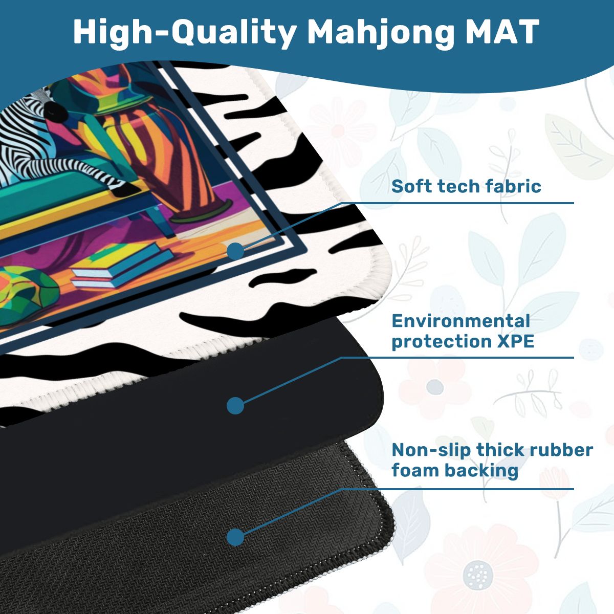 Wild Thang Animal Print Mahjong Mat 33"x33" (Ship Rolled up) - Splash of Color Co.