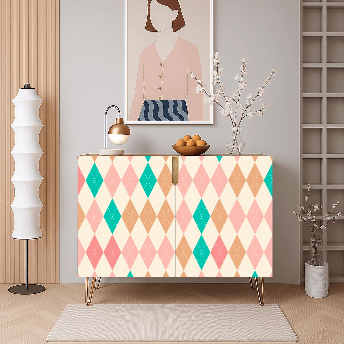 Harlequin Pastel Pretty Mahjong Tiles And Accessories Sideboard Credenza Cabinet - Splash Of Mahj And Color Co.