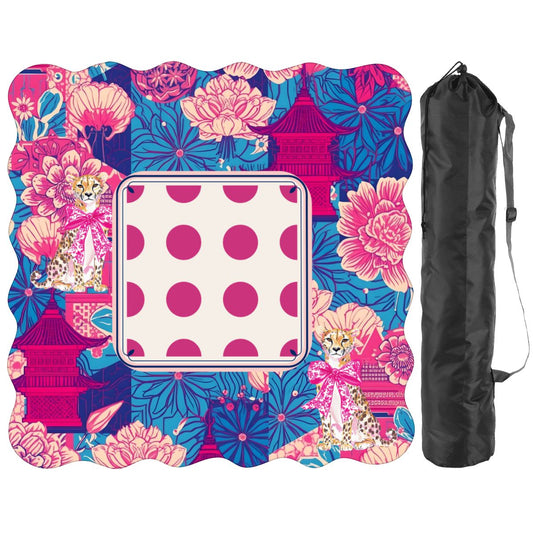 Scalloped Mahjong Mat Cheetah Dynasty Pink Pagoda - Splash of Color Co.