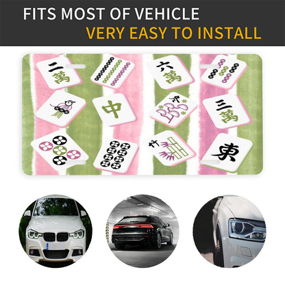 Preppy Mahjong Lover Pastels And Tiles Aluminum Thick License Plate - Splash of Color Co.