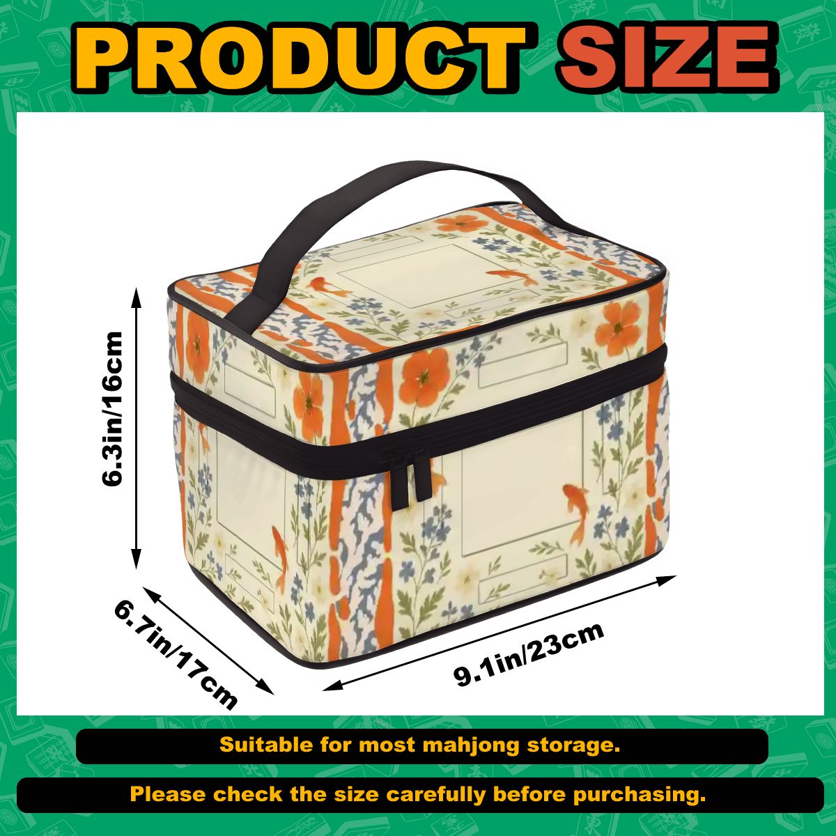 Koi Fish Floral Garden Portable Mahjong Tile Bag - Splash Of Mahj And Color Co.