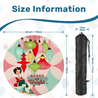 Very Merry Nostalgic Christmas Round Mahjong Mat