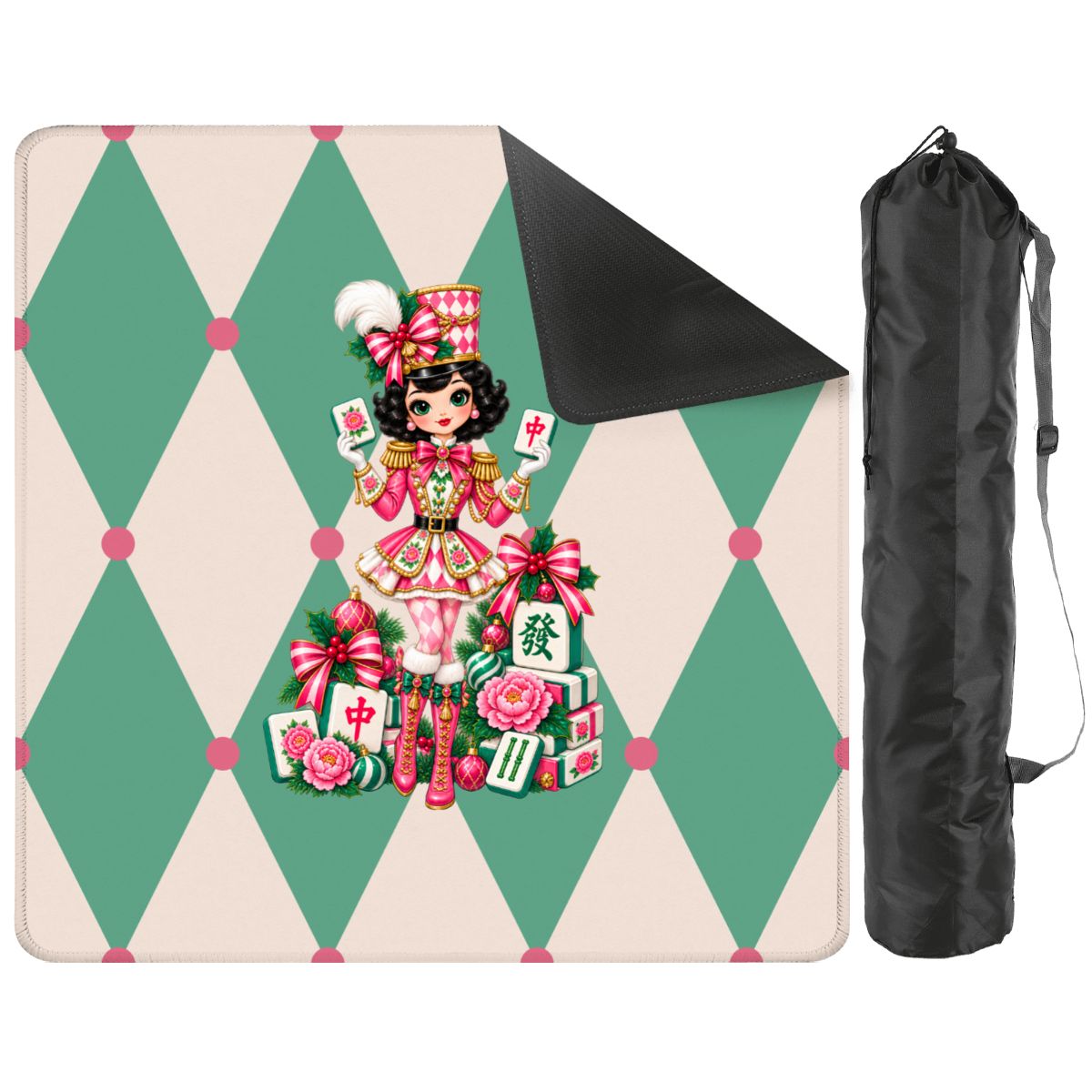 Christmas Harlequin Mahjie Nutcracker Mahjong Mat