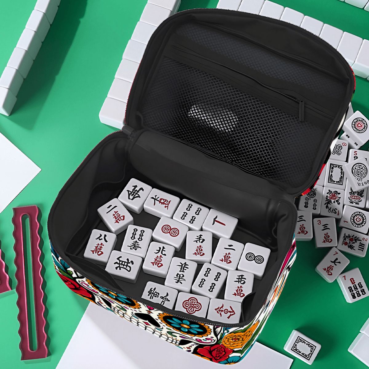 Day Of The Dead Portable Mahjong Tile Bag