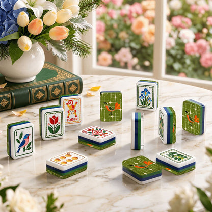 The Mod Squad Bird Club Modern Folk American Mahjong Tiles 4Layer Engraved Tiles - Splash Of Mahj And Color Co.