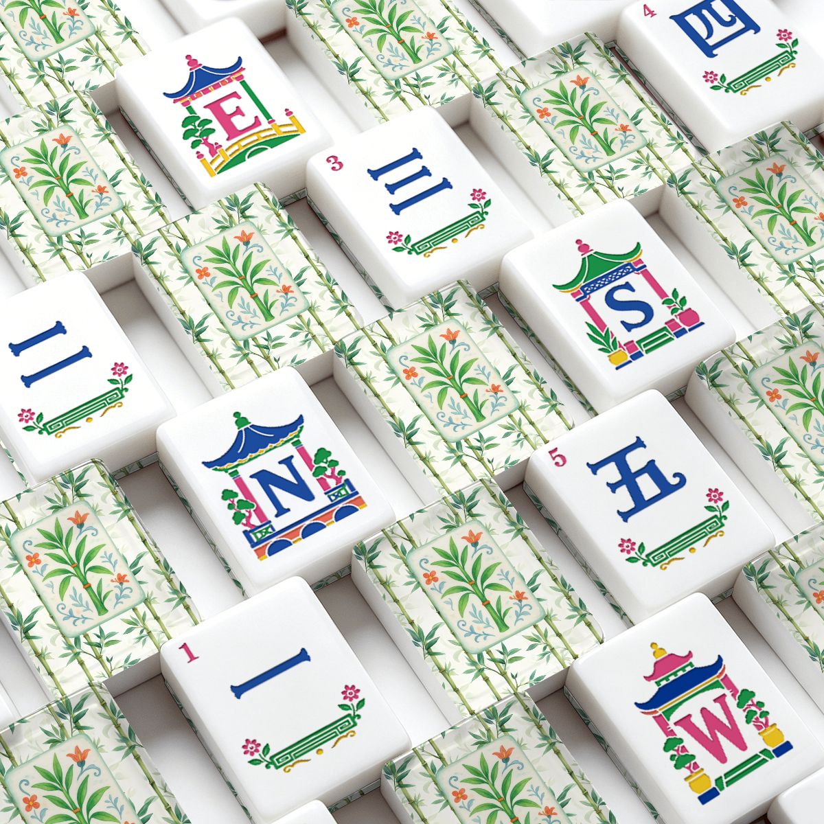 Bamboo In Bloom Chinoiserie Mahjong Tiles And Carry Case American Mahjong Tiles