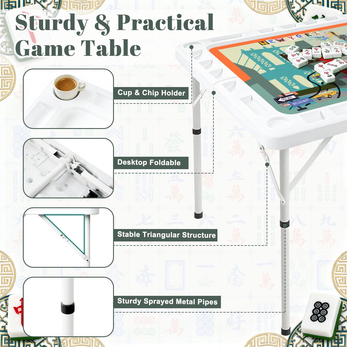 New York City Vibes Mini Mahj Mat And Foldable Mahjong Table - Splash of Color Co.