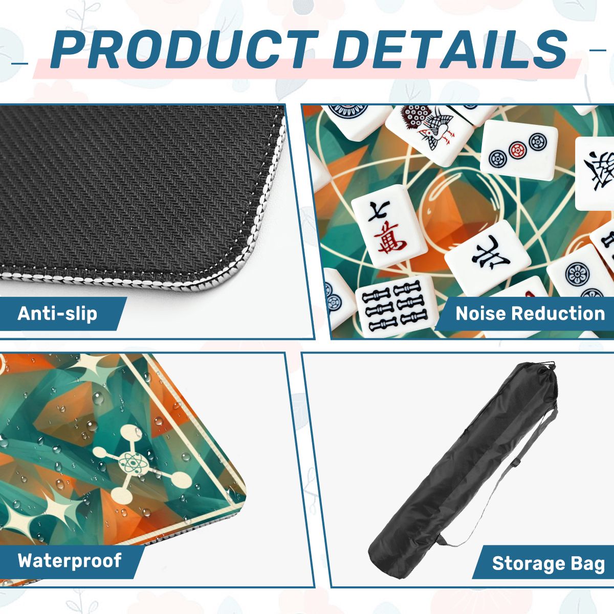 Super Sonic Atom Modern Orange Teal Mahjong Mat - Splash of Color Co.