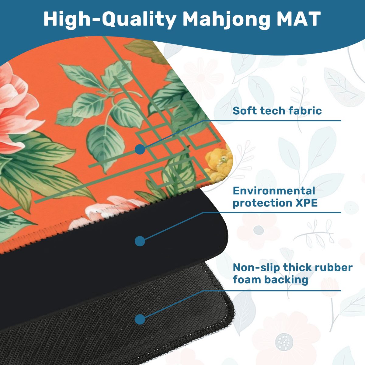 Chinoiserie Blooming Peonies Mahjong Mat - Splash of Color Co.