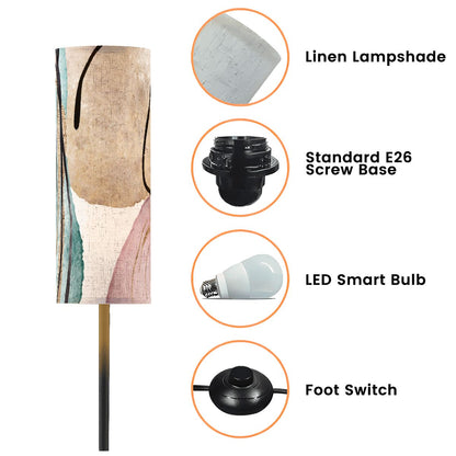 Boho Floor Lamp Bohemian Blush Pink Beige Abstract  Modern Standing Lamp