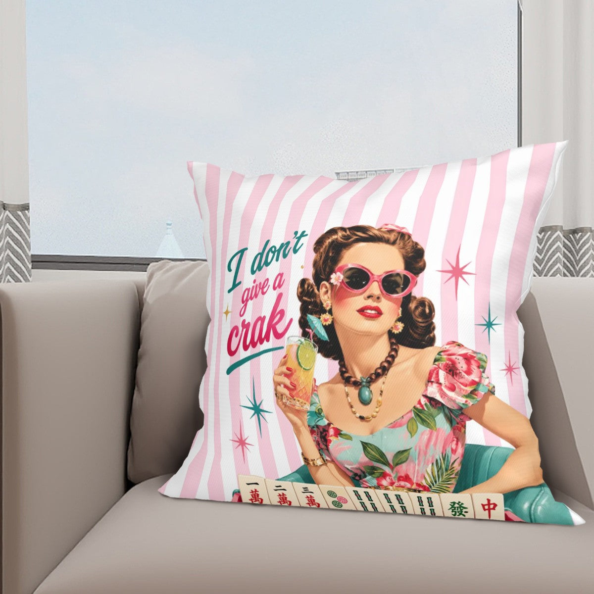 Mahjong Pillow Covers, Funny Mahj, Floral Preppy Designs For Mahj Studios Or Mahjong Room