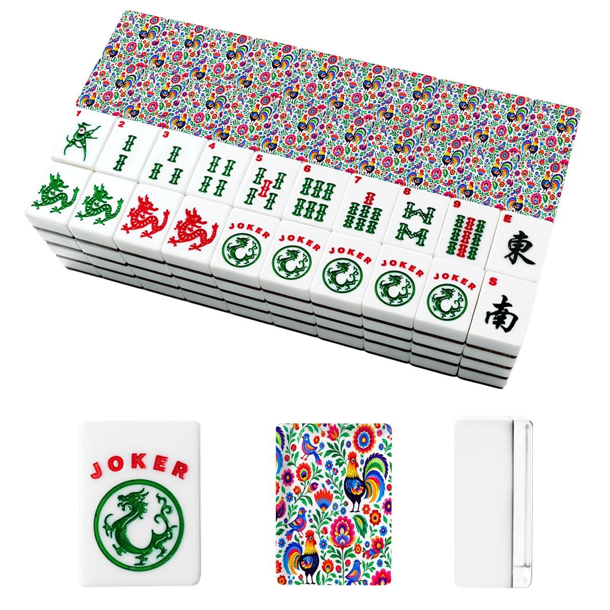 Wycinanki Polish Folk Art, Rooster American Mahjong Tiles And Carry Bag Case - Splash Of Mahj And Color Co.