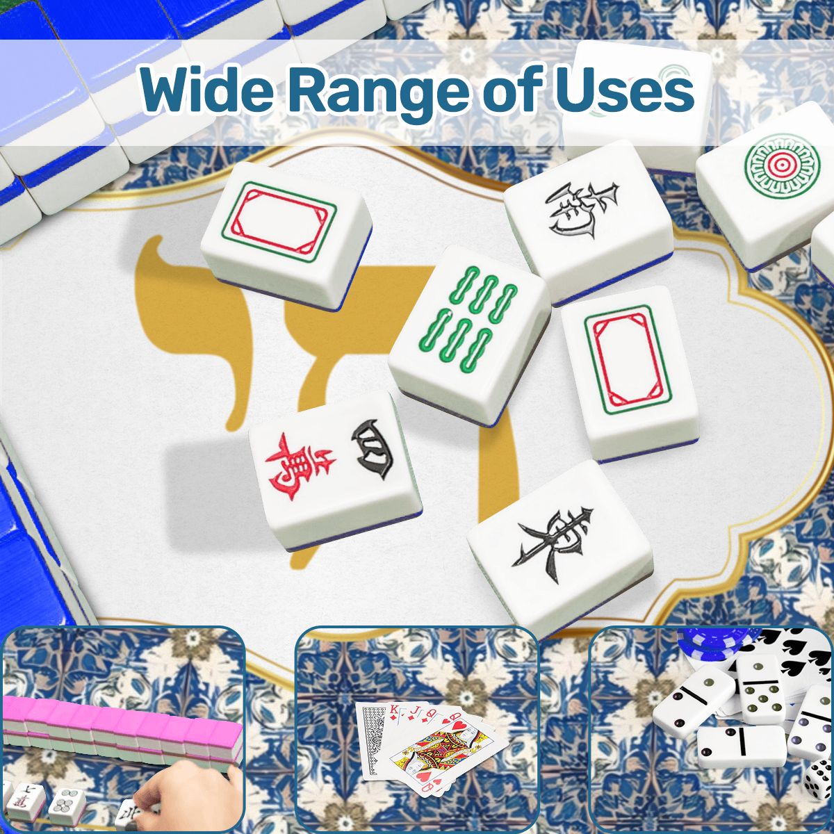 Chai Royale Jewish Designed Lucky Number 18 Mahjong Mat - Splash of Color Co.