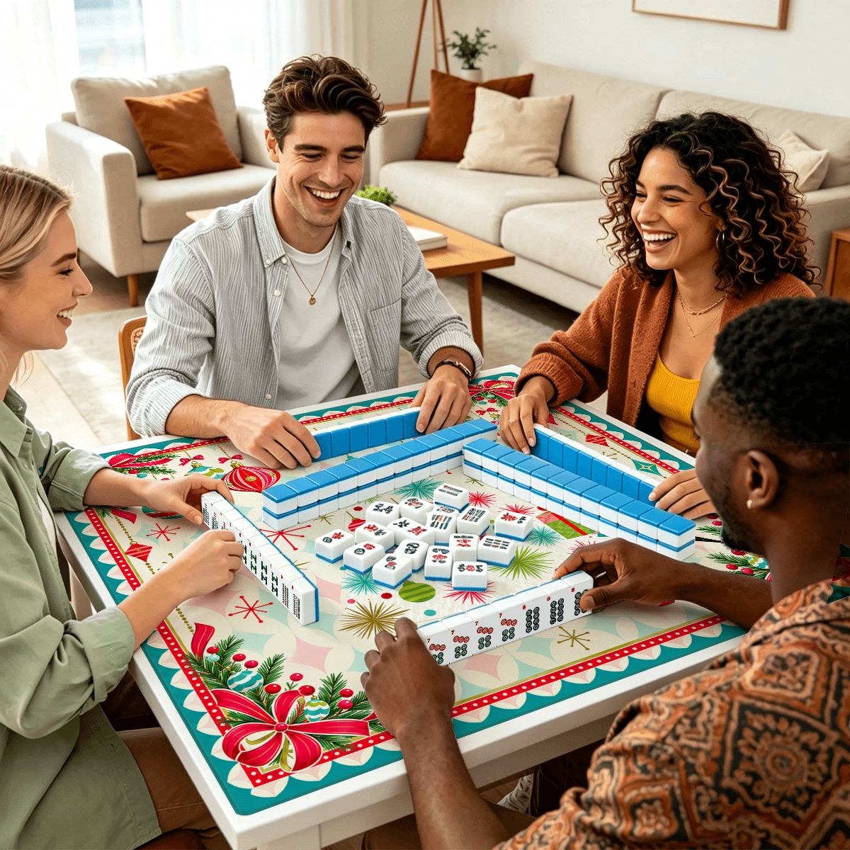 You've Got Mahj Mail Whimsical Nostalgic Mahjong Mat Sleek Surface - Splash Of Mahj And Color Co.