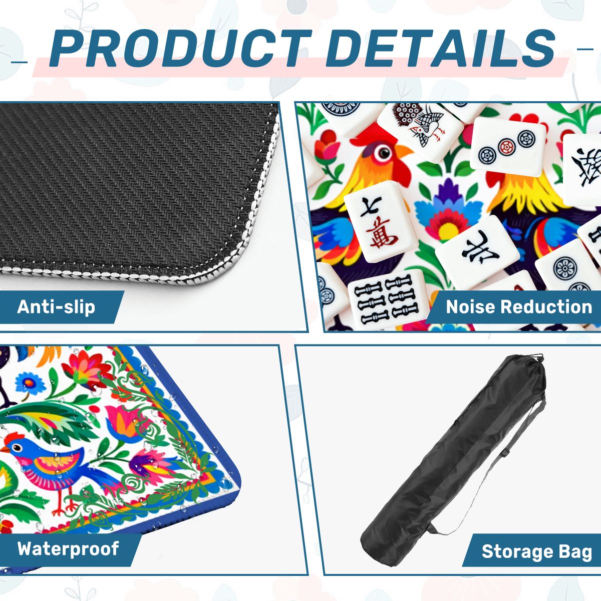 Wycinanki Polish Folk Art, Rooster Mahjong Mat - Splash of Color Co.
