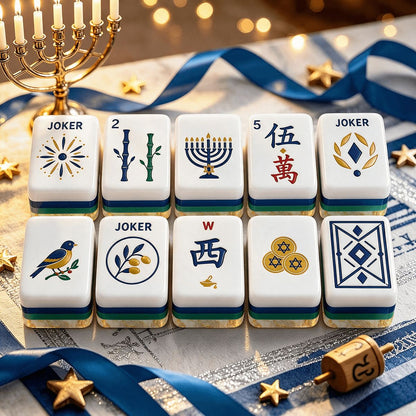 The Golden Chai Heritage Hanukkah Mahjong Tiles And Carry Case