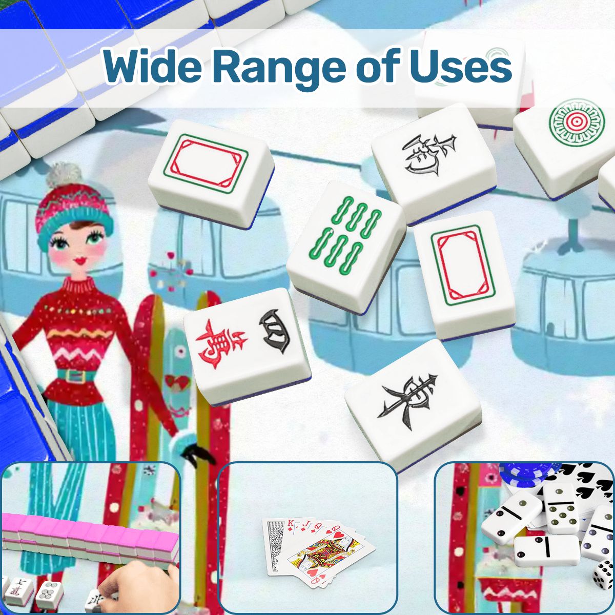 Ski Bunny Hills Winter Christmas Round Mahjong Mat