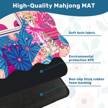 Scalloped Mahjong Mat Cheetah Dynasty Pink Pagoda - Splash of Color Co.