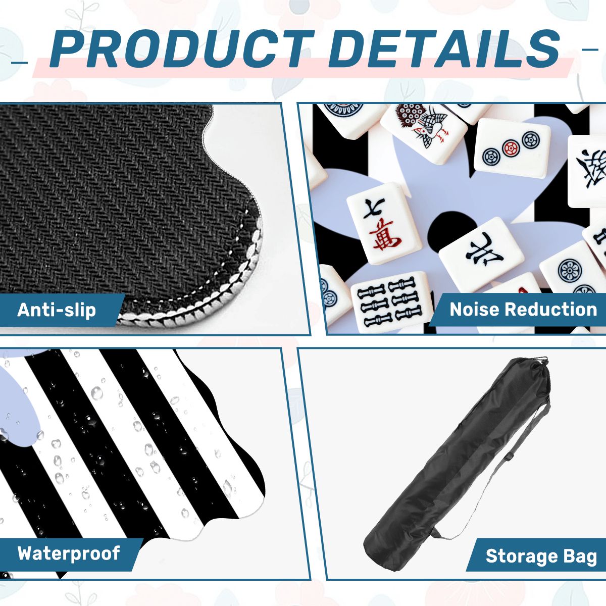 The Daisy Mae Black And White Striped Preppy Scalloped Mahjong Mat - Splash Of Mahj And Color Co.